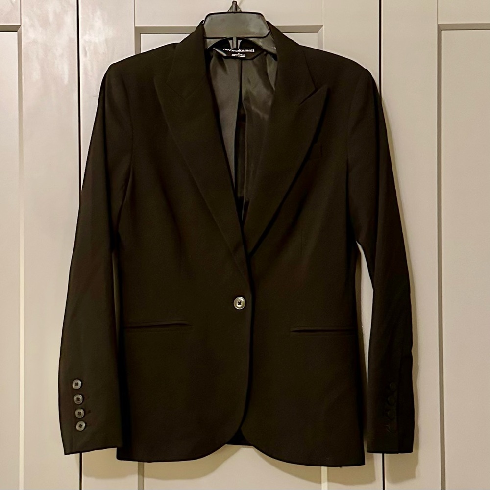 Norma Kamali Single Breasted Jersey Blazer Black Size 8